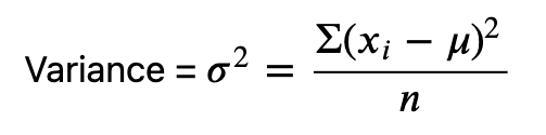 Variance for a sample data set's standard deviation